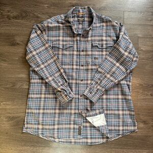 Ariat Rebar Flannel DuraStretch Work Shirt -  XXL - Blue, Gray & Red